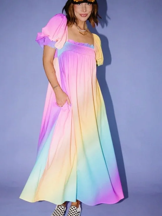 Palm Springs Smocked Dress in Rainbow Daydream - Picture 6 of 7